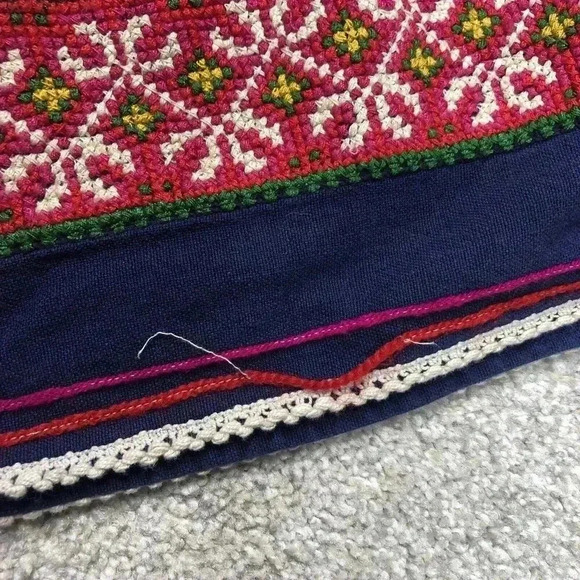 Lucky Brand Skirt Ethnic Embroidered Peasant Elastic Waist Pull On Cotton - Picture 9 of 9